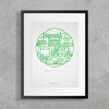 Rotterdamse Letterpress art-poster Noord-Zuid skyline